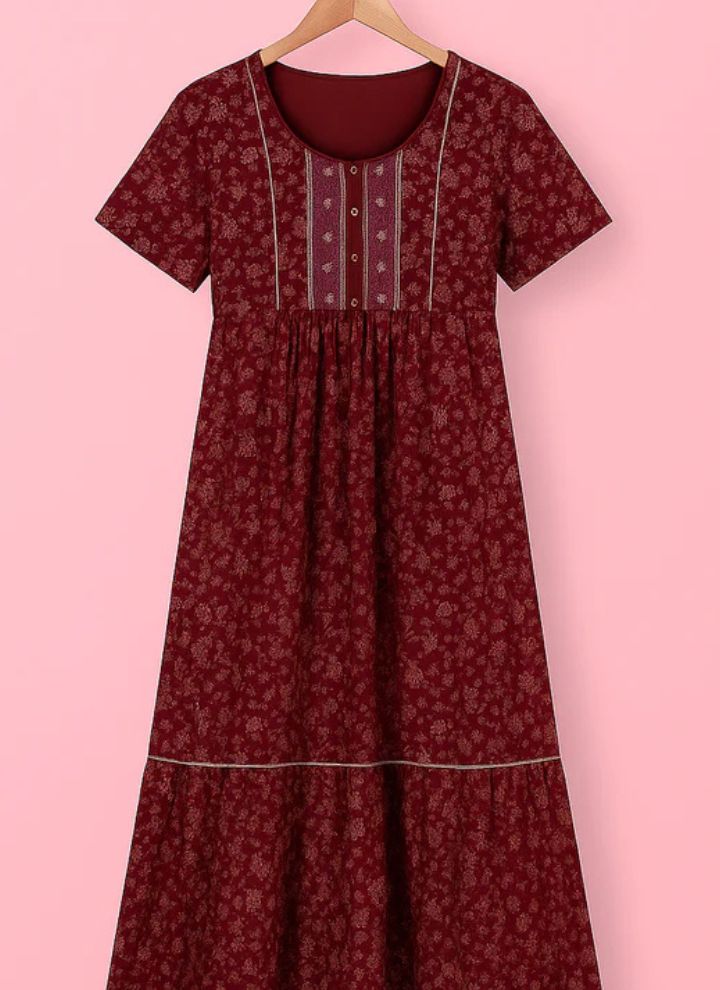 Contouraa "Blossom Belle" Cotton Maxi Dress – Timeless Charm