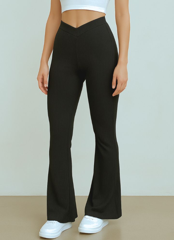Ultimate V Waisted Flare Pants - Contouraa Ribbed Snatched Leggings