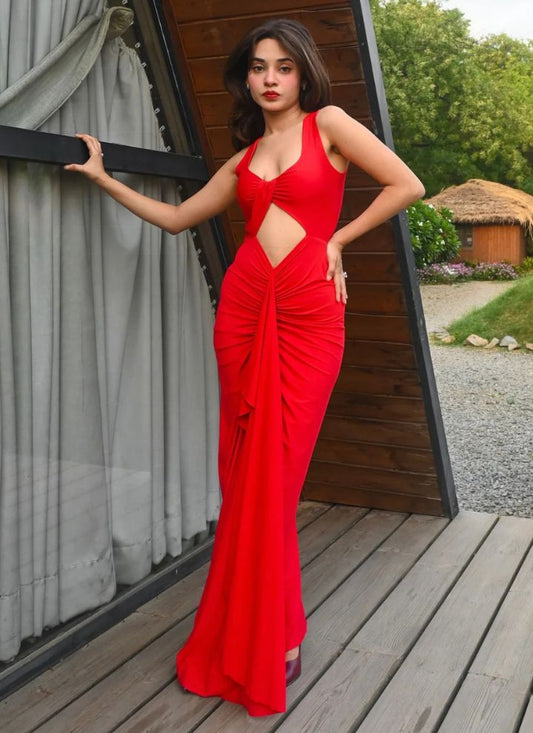 Contouraa Brynne Drape Cut-Out Dress – Bold Elegance Redefined