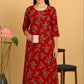 Contouraa "Scarlet Serenity" Cherry Red Cotton Maxi – Grace in Every Thread