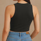 Contouraa Ribbed Square Neck Sleeveless Korean Crop Top