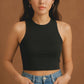 Contouraa Ribbed Square Neck Sleeveless Korean Crop Top