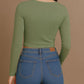 Contouraa Ribbed Square Neck Full Sleeves Korean Crop Top