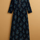Contouraa "Midnight Bloom" Navy Cotton Frock Nighty – Calm in Every Thread