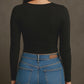 Contouraa Ribbed Square Neck Full Sleeves Korean Crop Top