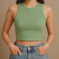 Contouraa Ribbed Square Neck Sleeveless Korean Crop Top