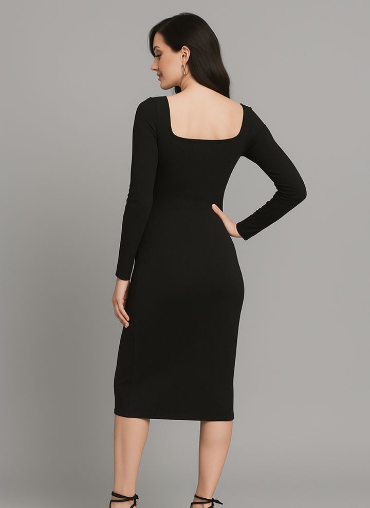 Contouraa Timeless Body Snatching - Square Neck Full Sleeves Dress