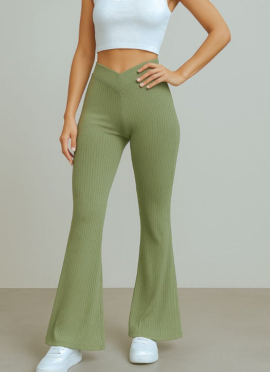 Ultimate V Waisted Flare Pants - Contouraa Ribbed Snatched Leggings