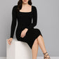 Contouraa Timeless Body Snatching - Square Neck Full Sleeves Dress