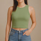 Contouraa Ribbed Square Neck Sleeveless Korean Crop Top