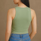 Contouraa Ribbed Square Neck Sleeveless Korean Crop Top