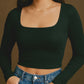 Contouraa Ribbed Square Neck Full Sleeves Korean Crop Top