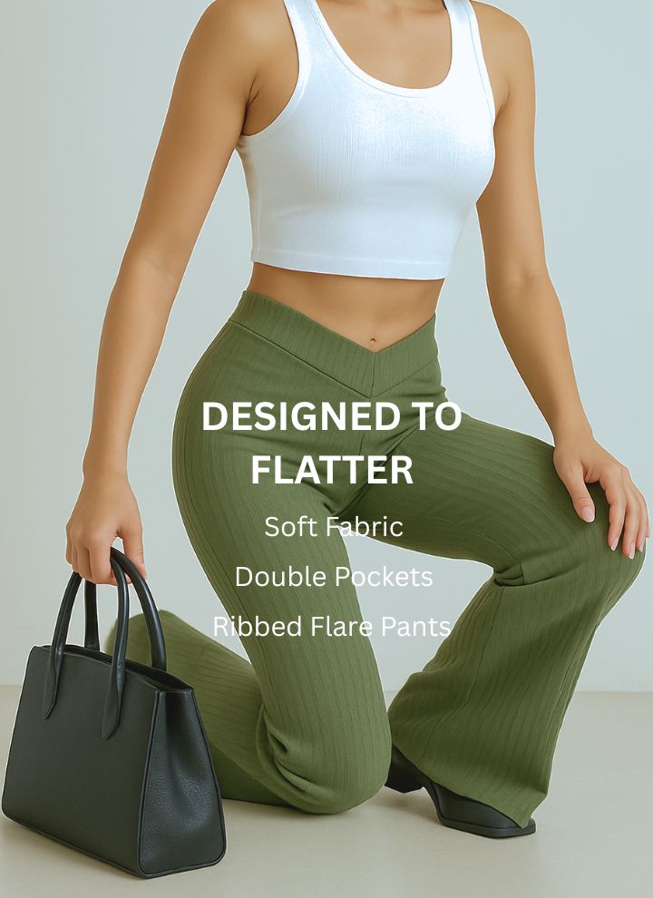 Ultimate V Waisted Flare Pants - Contouraa Ribbed Snatched Leggings