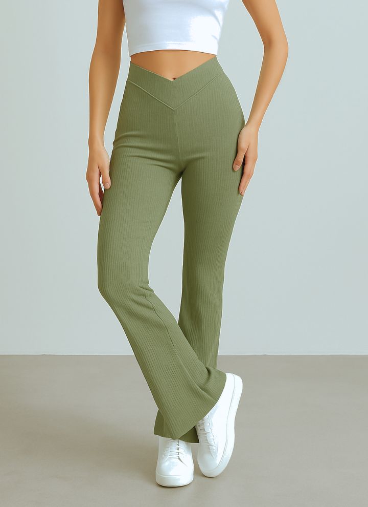 Ultimate V Waisted Flare Pants - Contouraa Ribbed Snatched Leggings