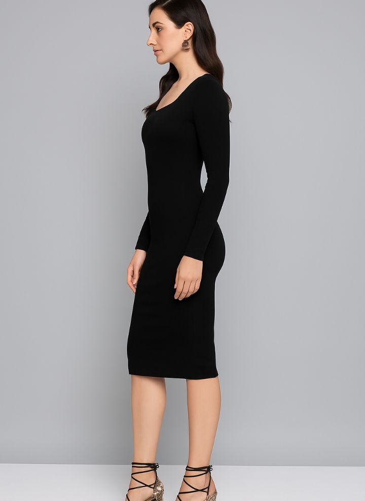 Contouraa Timeless Body Snatching - Square Neck Full Sleeves Dress