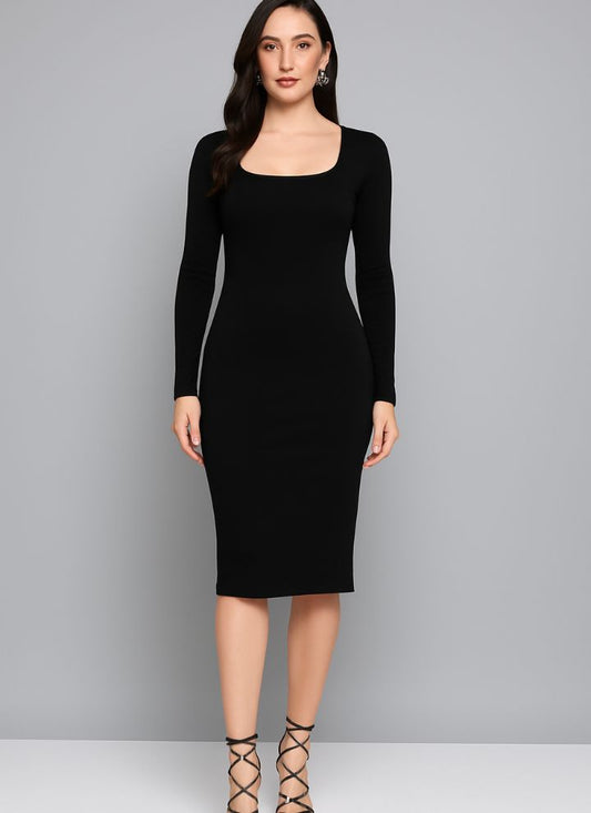 Contouraa Timeless Body Snatching - Square Neck Full Sleeves Dress