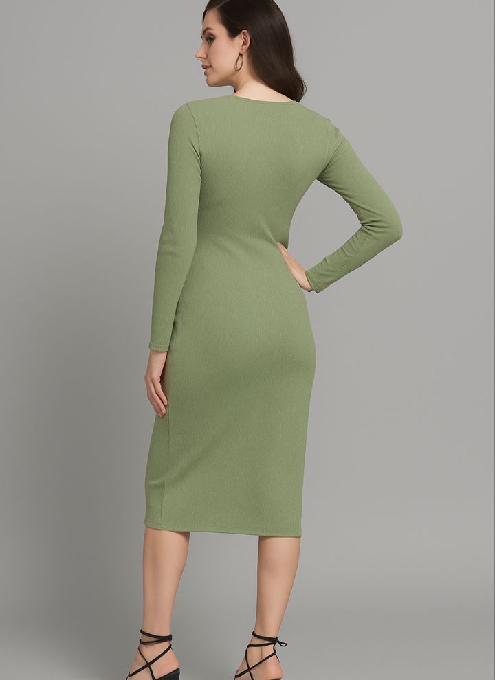 Contouraa Timeless Body Snatching - Square Neck Full Sleeves Dress